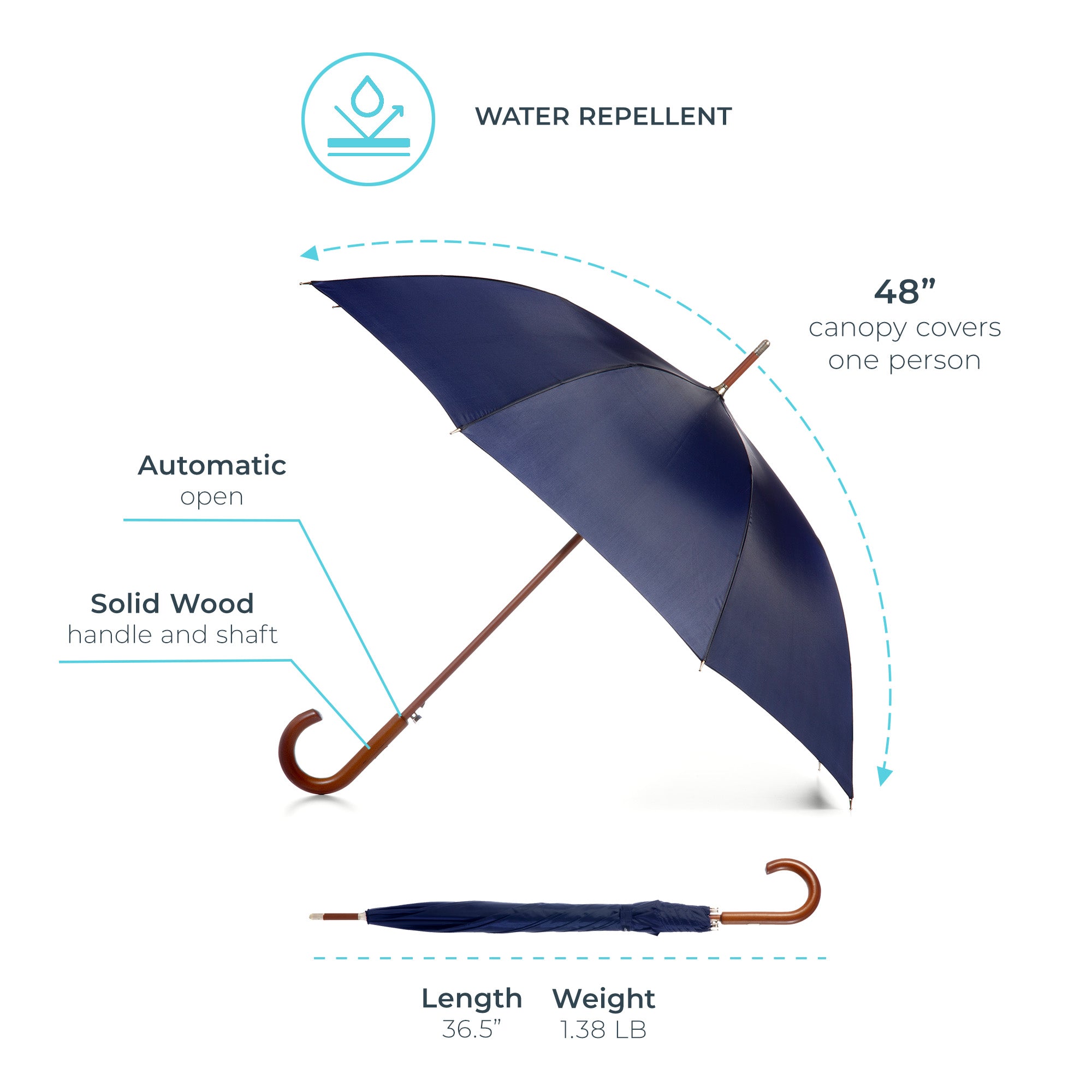 Classic Solid Wood Stick Umbrella - Image 22